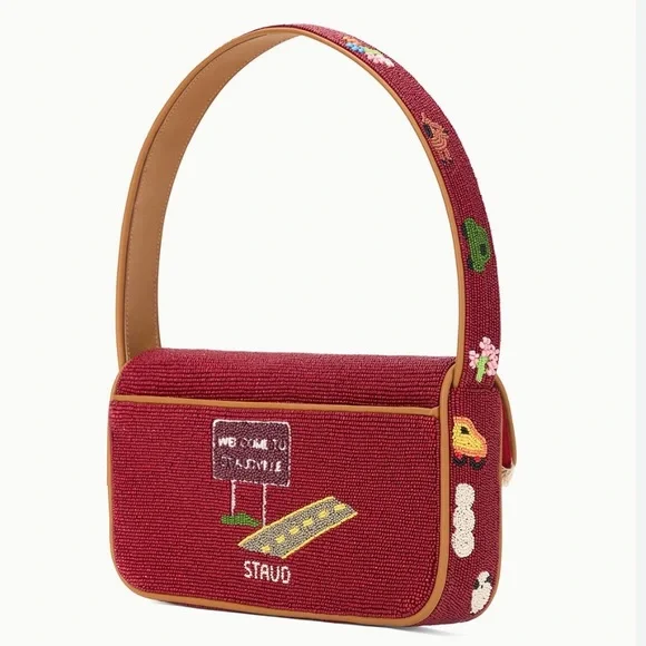 NWT STAUD Tommy Beaded Bag, Town Folk - Picture 3 of 4